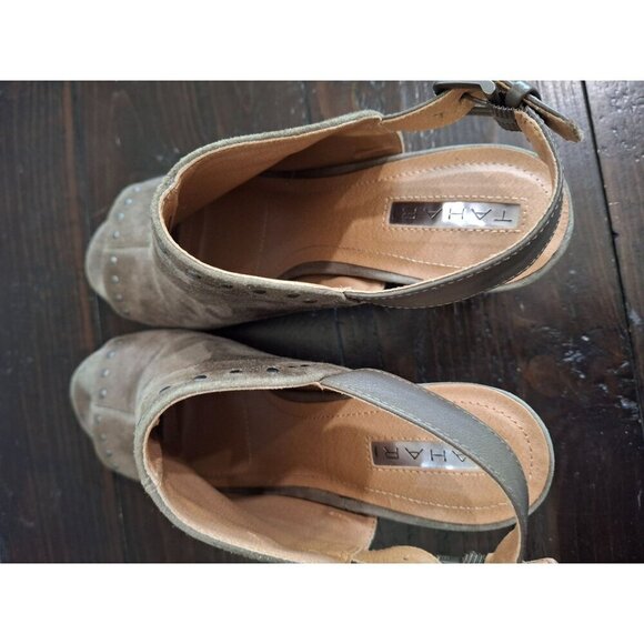 EUC Tahari Elton Gray Suede Peep-Toe Mule Pumps/Sz. 8M - Picture 7 of 9